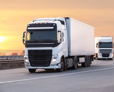 trucks moves on the country highway