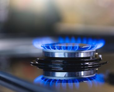 Natural gas blue flames at kitchen