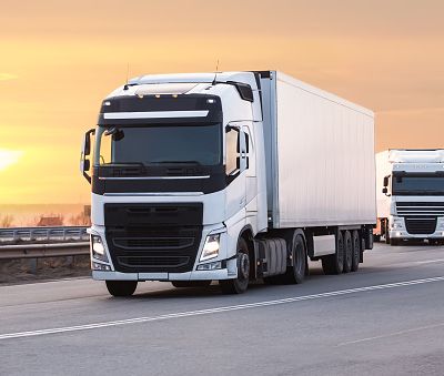 trucks moves on the country highway
