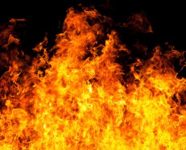 Fire flames isolated on black background