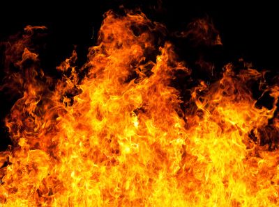 Fire flames isolated on black background