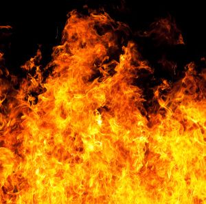 Fire flames isolated on black background