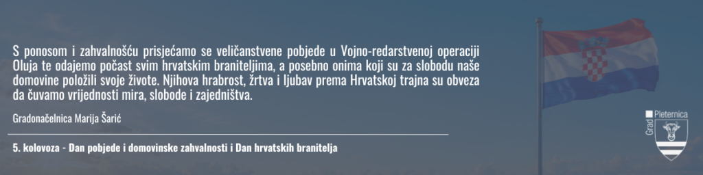 Čestitka za Dan pobjede Grada Pleternice